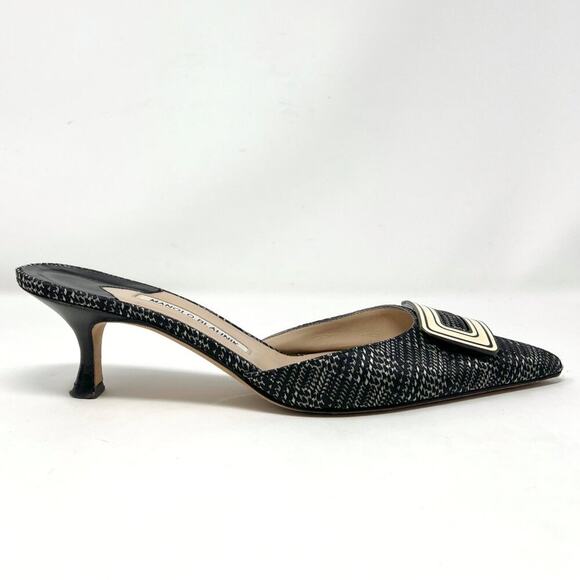 Manolo Blahnik Pointed Houndstooth Mule Pumps Size 41 US 11 - Picture 3 of 8